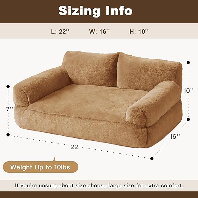 Cat Beds for Indoor Cats, Cat Couch Bed, Cute Cats Sofas for Pets, Small Dog Sofas & Chairs with Removable Washable Cover, Plush Soft Pet Furniture for 10lbs Small Dogs & Cats(Brown)