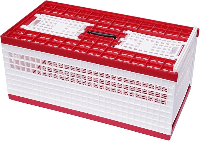 Plastic Foldable Pigeon Carrier Cage, Racing Pigeon Carrier Box with Handle 23.6"X12.2"X10.2" Portable Bird Travel Carriers Cage Bird Training Basket with 2 Side Doors and 2 Top Department