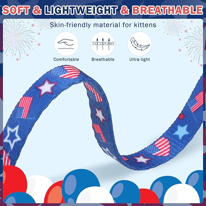 SCENEREAL Independence Cat Collar with Bells, 2 Pack Breakaway Cat Collars with Removable Bowtie Bandana, Adjustable Cute Kitten Collar for Pet Small Dogs Boys Girls