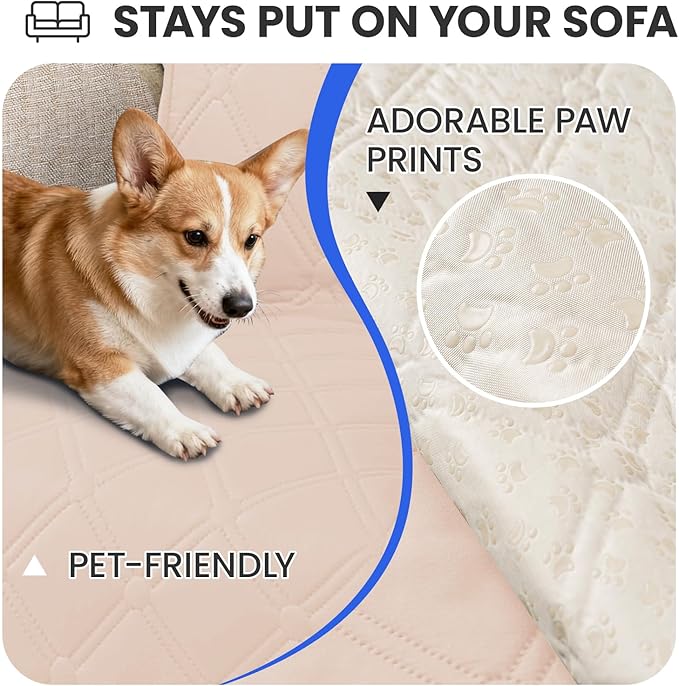 Waterproof Couch Covers for Pets, Waterproof Dog Bed Cover, Anti-Slip Soft Dog Blankets, Couch Cover for Dogs Washable, Pet Blanket for Puppy Large Dogs Cat (82x102 Inch, Beige)