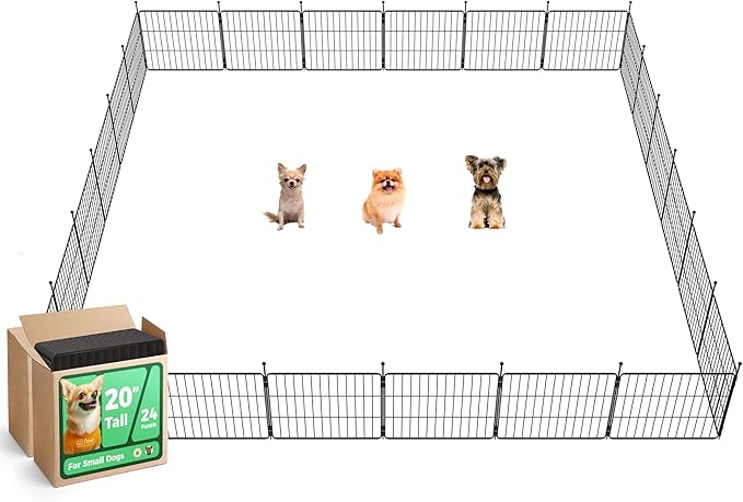 FXW MiniPaws Unleashed Dog Playpen, Expandable & Portable Design for Yard, RV Camping and Indoor Use, for Puppies and Small Dogs, 20-inch 24 Panels