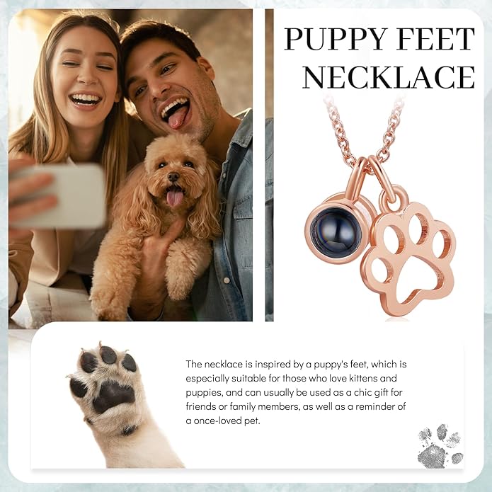 Personalized Cute Dog Cat Paw Name Necklace Forever Love Custom Heart Pendant Pet Name Necklace Gift for Pet Lovers
