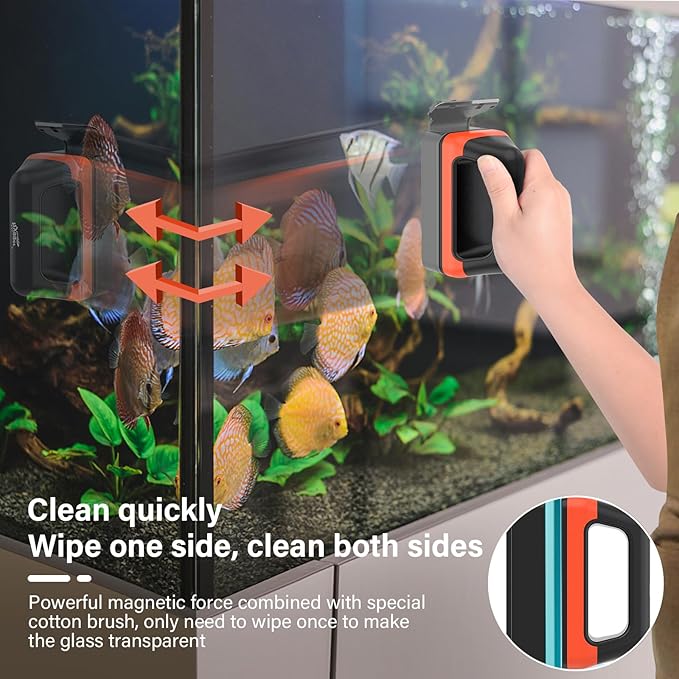 hygger Fish Tank Magnetic Glass Cleaner Two Detachable Algae Scraper for Aquarium Fish Tank，Floating Scrubber Brush Glass Algae Magnet Cleaning Tool for Medium Aquariums Tank