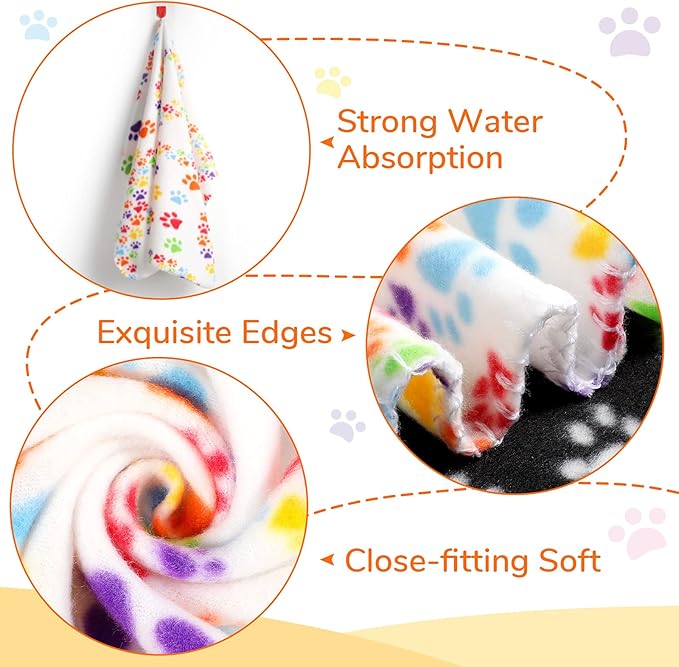 Tatuo 12 Pieces Puppy Blanket for Litter Dog Bulk Summer Throw Blanket Puppy Fleece Blanket with Paw Print Soft Sleep Mat Washable Pet Pad for Kitten Puppy Small Animals(Assorted Style)