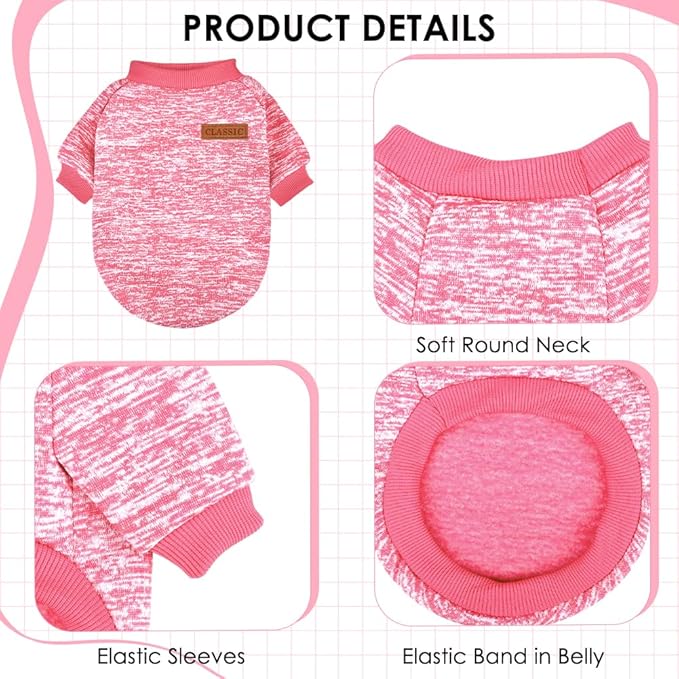 2 Pcs Dog Sweaters for Small Dogs Girl Boy Winter Fleece Clothes Warm Soft Dog Sweatshirt Outfit for Dogs Cats Pet Apparel