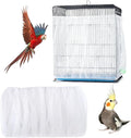 Adjustable Bird Cage Netting - Seed Catcher Guard Net Cover Skirt for Parrot, Parakeet, Macaw - Round & Square Cages - White