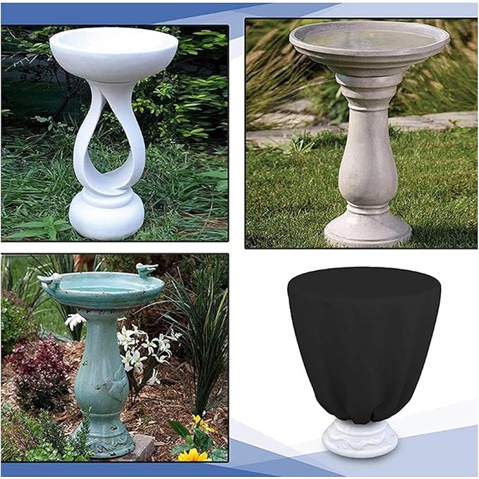 Yumna Fountain Cover 210D Oxford Waterproof Dustproof Cover, Heavy Duty Waterproof Bird Bath Cover, 100 Weather Resistant Water Fountain Cover for Winter Outdoor Garden Fountain Statue, 89x61cm