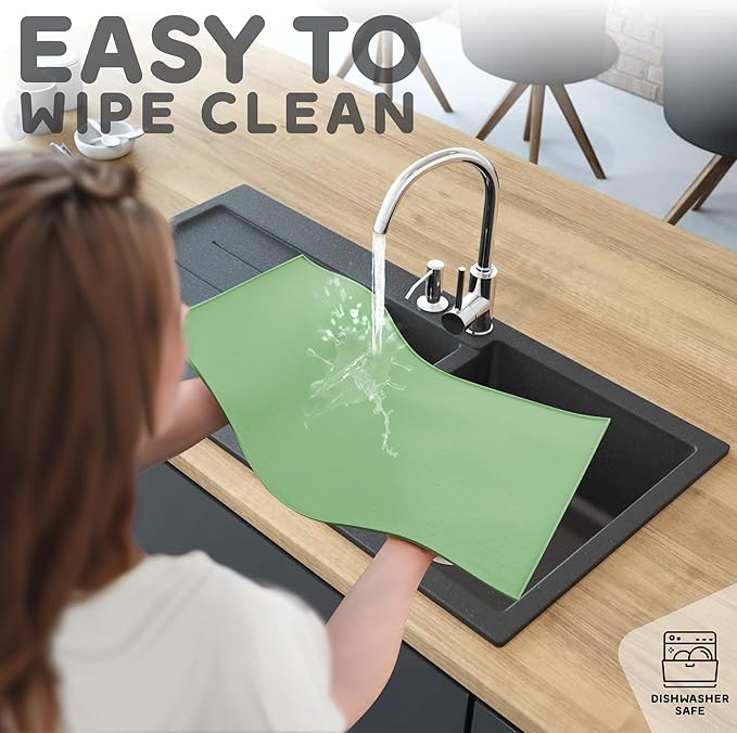 Dog Food Mat - Raised Edges Dogs Mat for Food and Water Prevent Spill, Waterproof Cat Food Mats Protect Floors, Easy Clean Dog Bowl Mats for Food and Water, Silicone Pet Food Tray