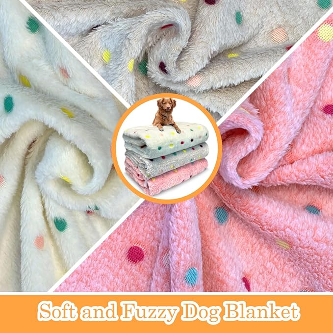 Dog Blankets for Medium Large Dogs, 3 Pack Washable Pet Throw 41" x 31", Fuzzy Soft Puppy Cover for Kennel Crate Bed