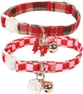 Cat Collar-2Pack Autumn Orange Plaid Kitten Collars-Halloween Plaid Breakaway Kitty Collars-Cute Kitty Pendants,Yellow Orange Grid Cat Collar with Bell, for Girl & Boy Cats