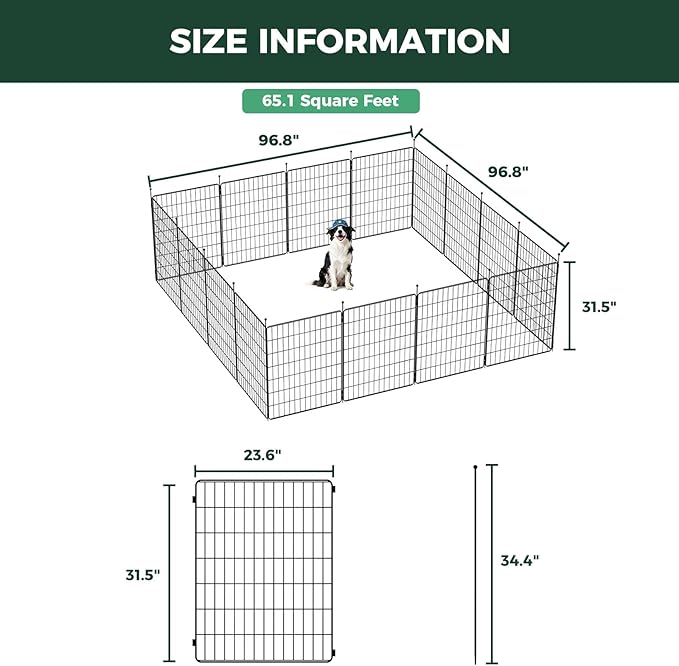 FXW MiniPaws Unleashed Dog Playpen, Expandable & Portable Design for Yard, RV Camping and Indoor Use, for Small and Medium Dogs, 32-inch 16 Panels