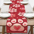Valentines Day Dog Cat Paw Prints Table Runner, Red Love Hearts Kitchen Dining Table Decoration Pet Lover Gift, Anniversary Wedding Burlap Indoor Outdoor Home Decor Party Supply 13 x 90 Inches