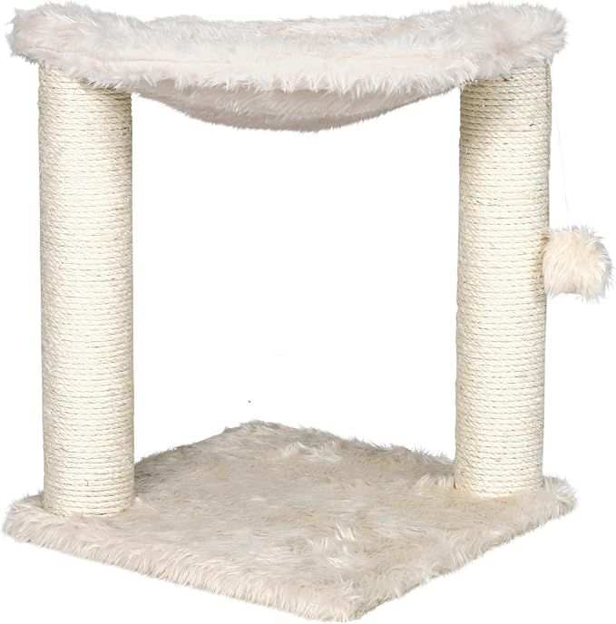 TRIXIE Baza Scratching Post with Hammock | 16" Base, Cream, Small