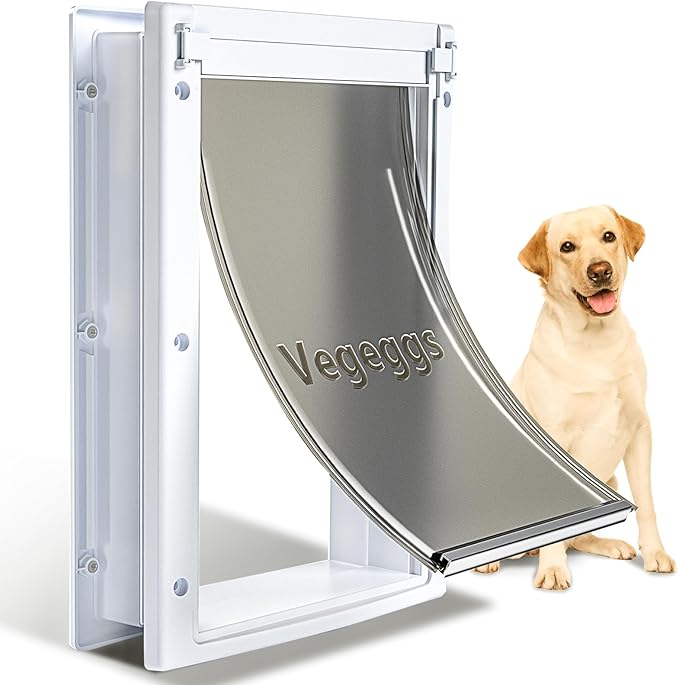 Dog Door Doggy Door Easy Install - Wood & PVC Doors & Walls，Dgooie Free Movement & Flexible Control - 2 Magnetic Flaps & Sliding Lock,Telescoping Frame,10 1/8" x 15 3/4" for Large Dogs Up to 100 lb