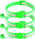 3 Pack Reflective and Breakaway Cat Collars with Bells，Adjustable Kitten Collars from 7.5 to 12.5 Inches, Ideal of Kitten Collar, Suitable for Girls and Boys(Green)