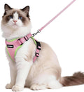rabbitgoo Cat Harness and Leash for Walking, Escape Proof Soft Adjustable Vest Harnesses for Cats, Easy Control Breathable Reflective Strips Jacket, Pink&Light Green, M