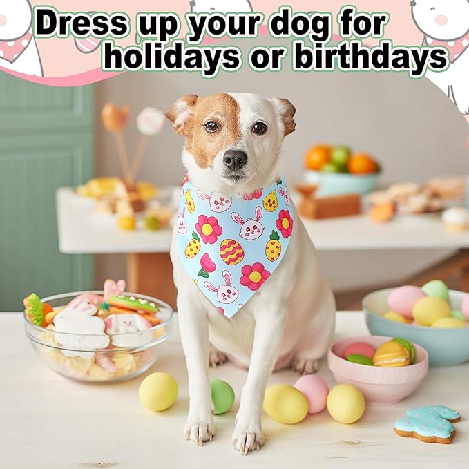 Aliceset 180 Pcs Easter Dog Bandana Bulk Spring Bandanas for Dog Cute Pet Scarf Bibs Soft Triangle Scarf Bunny Neckerchief Holiday Costume for Boy and Girl, Small and Medium Pet