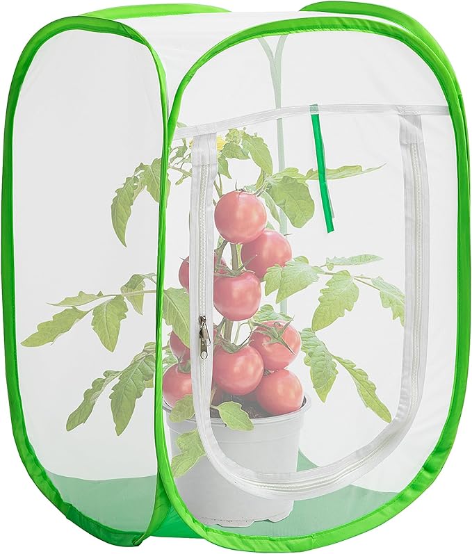 16" x 16" x 24" Pop Up Garden Mesh Plant Cover, Plant Protectors Mesh Plant Enclosure, Garden Net Cage Pest Protection Guard Tent with Storage Bag for Protect Plant Vegetable Fruit from Birds Insects
