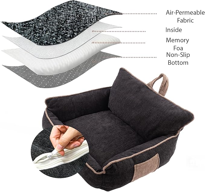 Orthopedic Dog Bed with Memory Foam, Washable Plush Pet Bed for Small, Medium & Large Dogs, Cozy Bolster Crate Dog Bed for Joint Support & Comfort.(Black)
