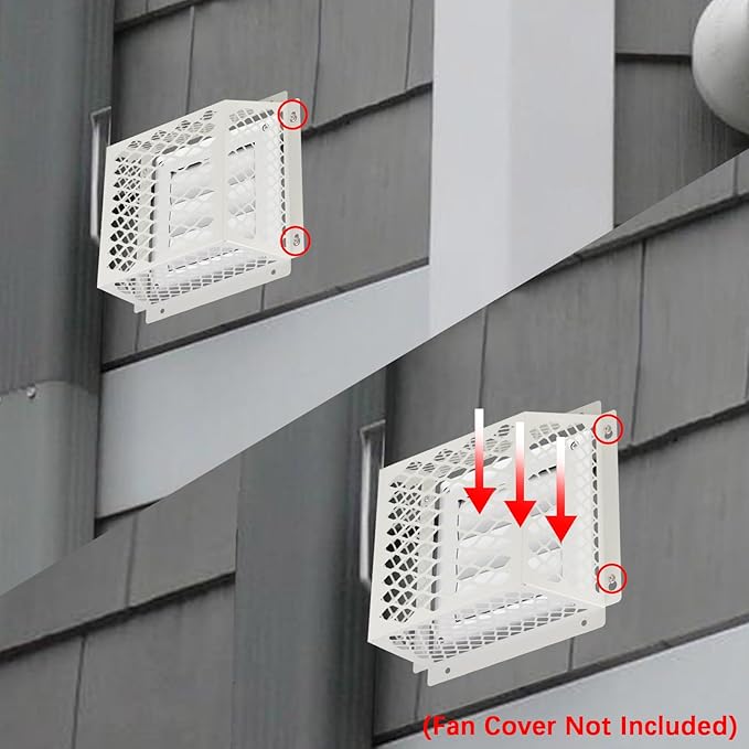 Dryer Vent Bird Guard,Dryer Vent Cover Guard for Most 5" to 6" Bathroom Exhaust Fan Cover Ventilation,8.5"Lx8.5"Wx6"H Steel Ventilation Bird Cage for Bath Exhaust Fan Cover,White,2PCS