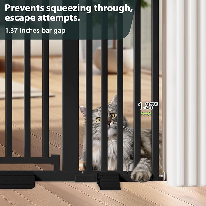 51'' Extra Tall Cat Gate for Doorways Hallways 30-40.9'' Wide, Pressure Mounted Pet Dog Gates No Drilling Auto Close, Cat Fence Barrier Indoor Climb Proof (Black)