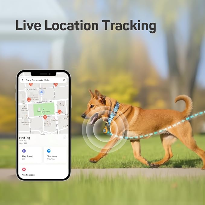 Plike Tracker for Dogs & Cats, Mini GPS Pet Tracker with Silicone Cover, with Apple Find My App (iOS Only), Real-time Positioning and Smart Alarm Pet Tracker, No Monthly Fee and Subscription