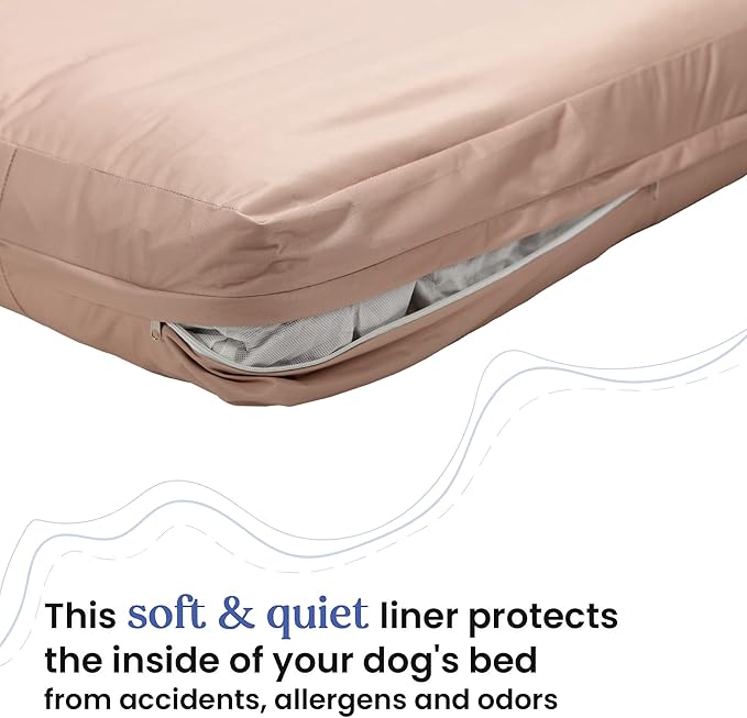 Dog Bed Cover – Waterproof Cover for Dog Bed – Heavy Duty, Machine Washable Zippered Liner – Durable, USA-Made Fabric for Pets – Ideal Pet Bedding Protector for Accidents and Messes - Large (Tan)