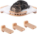 Cat Shelves - 3-Step Wall Climbing Set with Plush Bed, Ideal for Large Cats - RubberWood