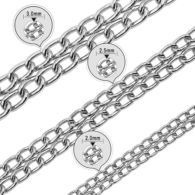 Silver Dog Choker Collar,2 Rows Stainless Steel Dog Chain Cuban Link Metal Martingale Collar Heavy Duty Training Choke Collar for Small Medium Large Big Breed (Silver, S(Neck Max 12inch) D2.0mm)
