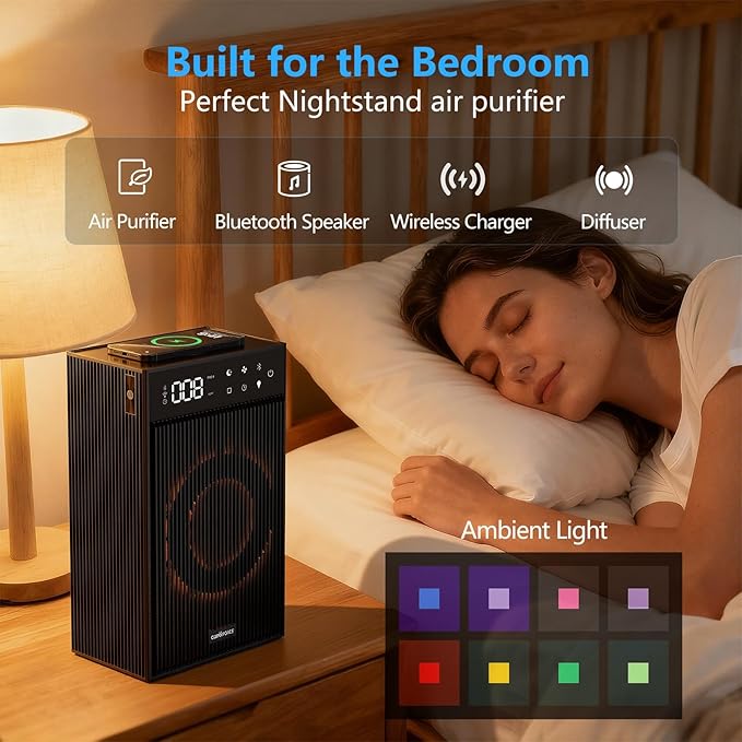 CleanForce Rainbow Cube | World’s First 4-in-1 Space-saving Air Purifier with Bluetooth Speaker, Wireless Charger & Aroma Diffuser | Swiss Tech，over 900ft² Coverage | Ultra-Quiet