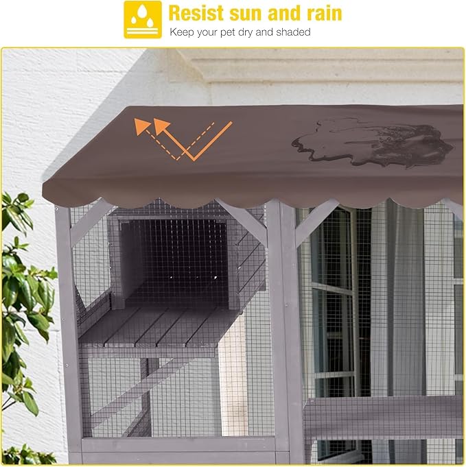 Aivituvin Catio Outdoor Cat Enclosure Window, Wall-Mounted Large Walk-in Cat Playpen with Scratch Posts, Basket, Platform, Bridge and Sleeping House— Safe, Weatherproof Cats Patio for Multiple Cats