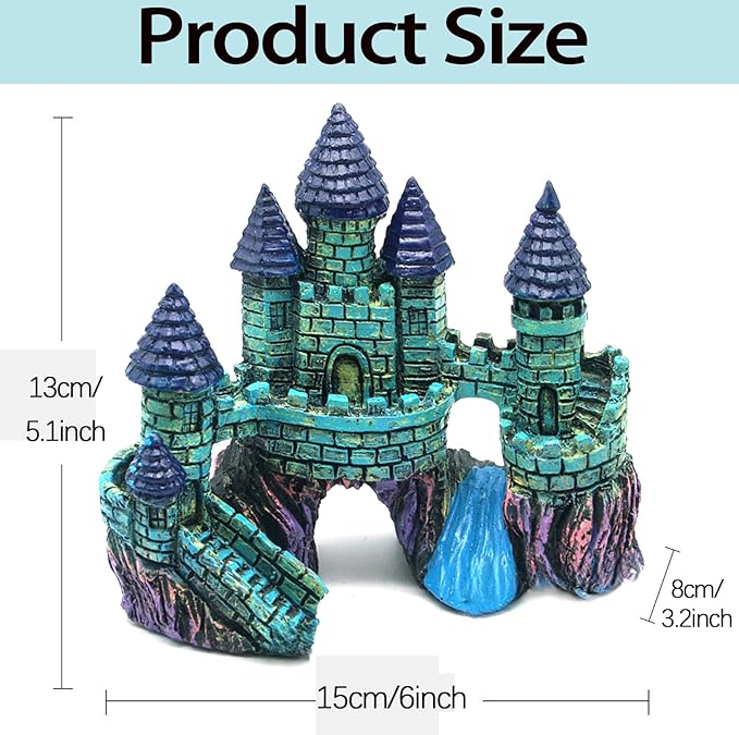Fish Tank Decorations Vintage Castle Aquarium Decorations Resin Cave Hideouts Large for for Betta Fish Freshwater and Saltwater Fishtanks, Fish Tank Accessories