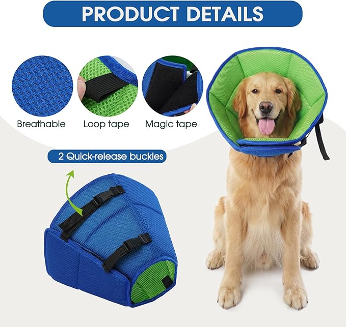 Dog Cone Collar After Surgery, Soft Cone for Small Dogs to Stop Licking, Adjustable Elizabethan Collar for Dogs, Lightweight Breathable Dog Recovery Cones for Wound Healing & Hot Spots
