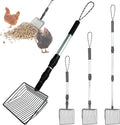 Chicken Poop Scooper 3 in 1 Adjustable Long Handle Litter Metal Scoop Heavy Duty Metal Chicken Poop Scooper Litter Sieving Shovel, Chicken Coop Accessories (22-41.7")