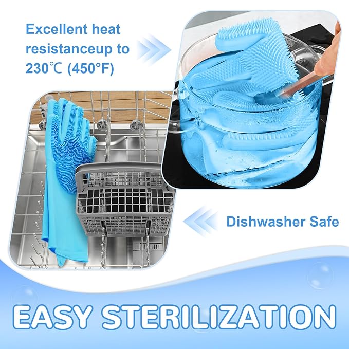WJWJA-Pet Grooming Gloves - Dog Bath Gloves - Reinforced 5 Finger Design - Perfect for Cat Bath Gloves - Massage - Hair Removal Tool