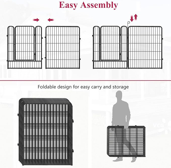 Dog Playpen Dog Fence Outdoor for Yard, 32inch 48 Panels Dog Pens Outside Anti-Rust Pet Playpen Exercise Pen with Lock for Large Medium Small Dogs, Portable Pet Fence for Yard RV Camping