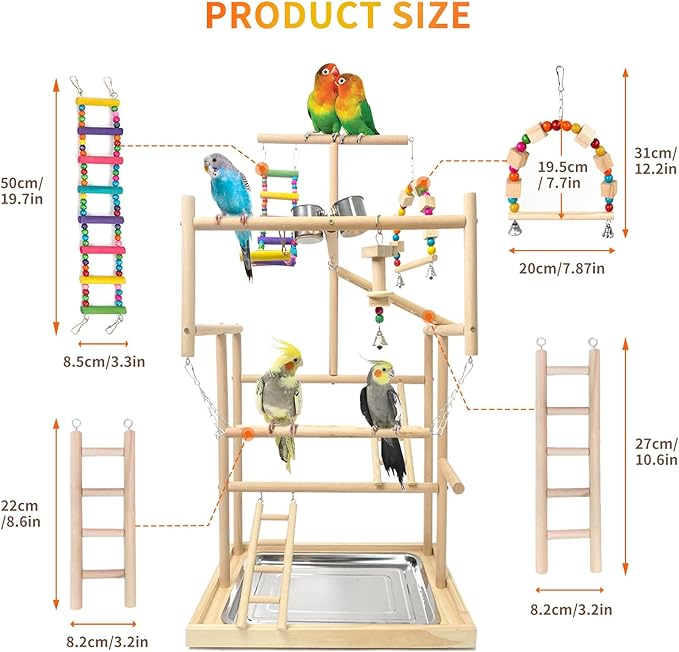 Bird Playground, Playstand for Parrot Cage Accessories (4 Ladder)