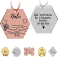 PawFurEver Custom Engraved Pet ID Tag – Personalized Dog Name Tag for Dogs and Cats, Stainless Steel Collar Accessory with Cute Designs for pet Name Tags (Hexagon, Rose)