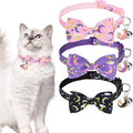 SCENEREAL Cat Collar Breakaway 3 Pack - Safety Kitten Collar with Bells Moons Stars Bowtie, Spring Summer Pet Accessory for for Girl Boy Male Outdoor and House Cats Kitty Adjustable 7''-12''