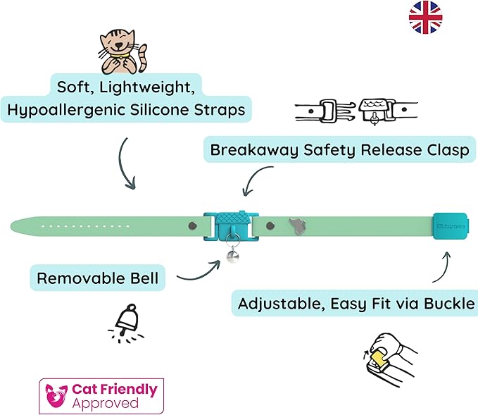 Kittyrama Meadow Cat Collar with Bell. Breakaway Collar. Won't Rub Fur. Lightweight, Soft & Comfy