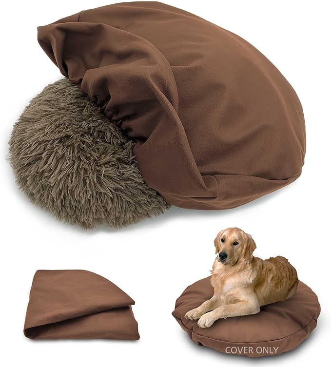Dog Bed Cover Waterproof Replacement Machine Washable Covers for 30x30 Inch Dog Bed Heavy Duty Scratch Resistant Mattress Protector Pet Bed Round Brown Cover Only