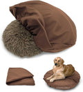 Dog Bed Cover Waterproof Replacement Machine Washable Covers for 20x20 Inch Dog Bed Heavy Duty Scratch Resistant Mattress Protector Pet Bed Round Brown Cover Only