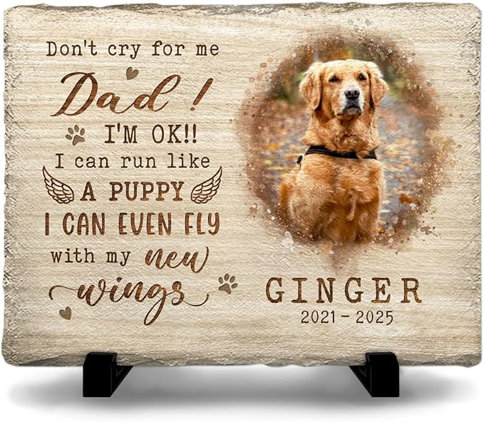 Keepsake Headstone: Honoring The Love of Your Feline or Canine Companion - Remember The Happy Times, Dad or Mom - Sentimental Gift for Pet Lovers