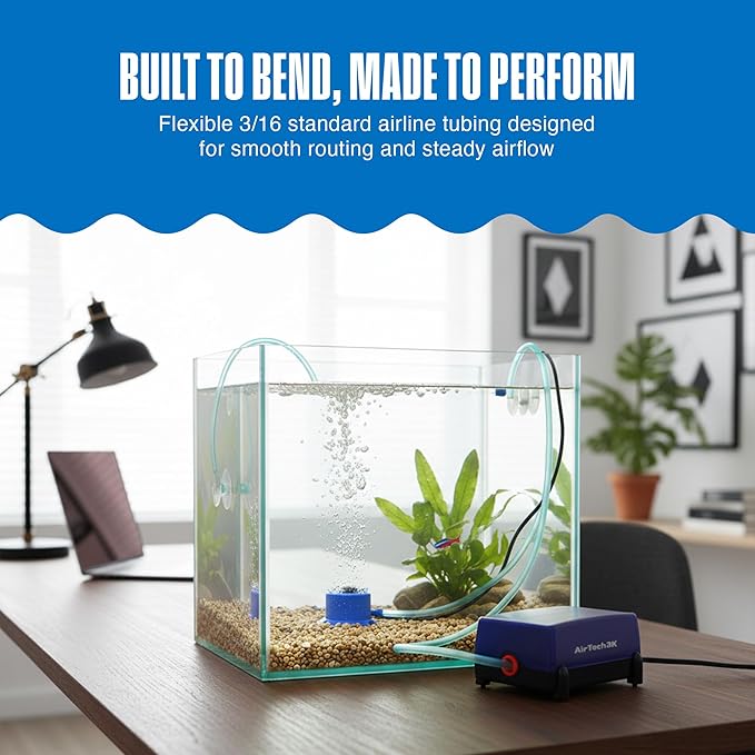 Penn-Plax Aqua-Life Deluxe Silicone Airline Tubing - 3/16 Inch Flexible Airline Hose for Aquarium Pumps, Fish Tank Line for Air Stones & Filters - Safe for Freshwater & Saltwater - 20 ft Long, Green