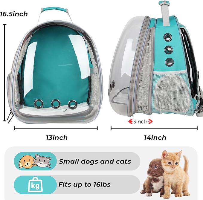 Lollimeow Cat Carrier Backpack, Expandable Bubble Pet Carrier for Cats and Small Dogs, Airline Approved Travel Backpack for Hiking, Walking & Outdoor Adventures - Supports up to 16 lbs