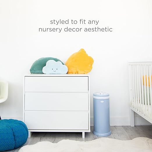 Ubbi Steel Diaper Pail, Odor Locking, No Special Bag Required, Award-Winning, Registry Must-Have, Cloudy Blue