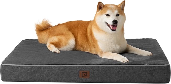 EHEYCIGA Waterproof Dog Bed Orthopedic 35"x23", Memory Foam Pet Bed for Larged Size Dogs, Washable Pet Mat with Removable Cover, Dark Grey