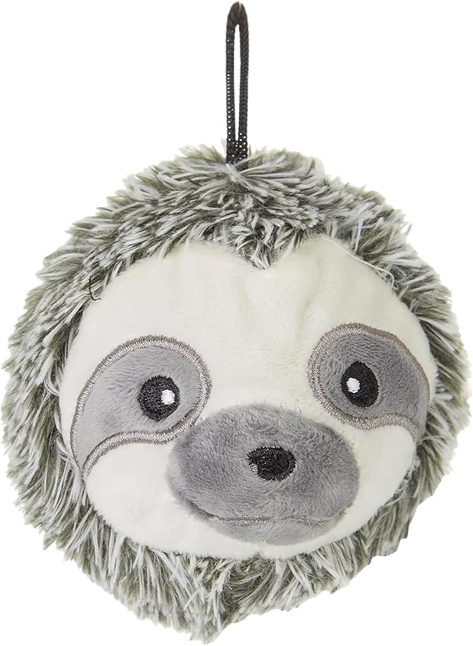 Pet Lou 4 Inch EZ Squeaky Sloth Ball Dog Plush Toy, Stuffing-Free Soft Plush, Durable Bouncy Squeaker Ball, Floats in Water, Small & Medium Breed Chew Toys