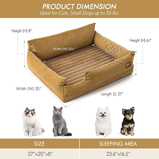 ClevaHome Comfort Orthopedic Dog Sofa Bed for Small Dogs and Cats – Water-Resistant, Washable Cover & Nonslip Bottom, Orthopedic Egg-Crate Foam Design