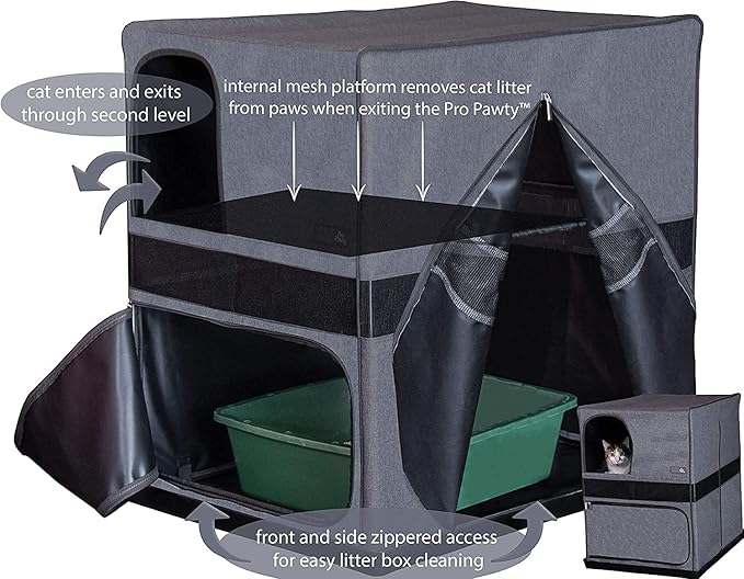 Pet Gear Pro Pawty for Cats with littertraX Mat, Put an end to Scattered Litter, Foldable, Easy Clean, Litterbox not Included, 2 Models, 2 Colors